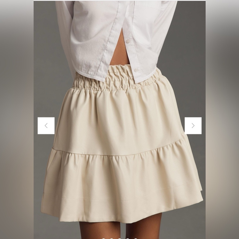 Anthropologie The Somerset Mini Skirt: Faux Leather off white